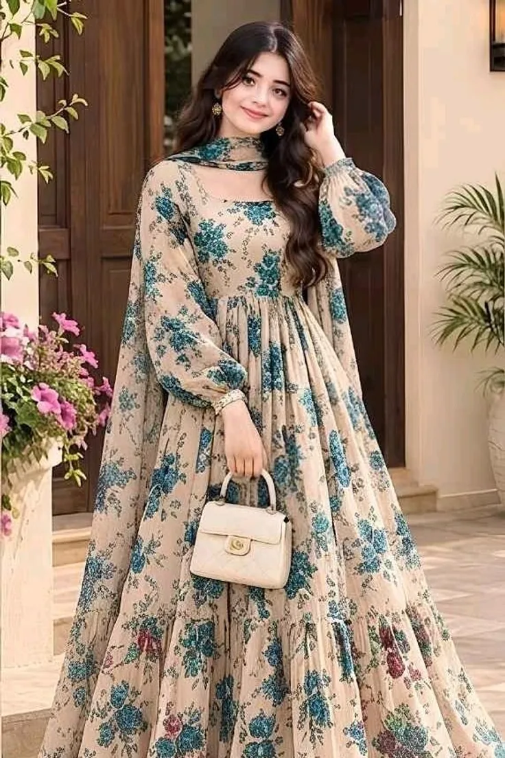 Chic floral maxi dress with soft elegant vibes