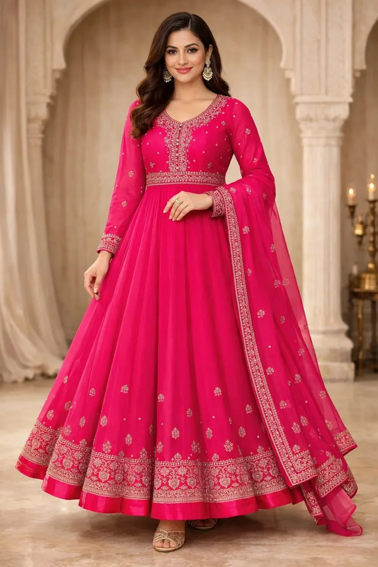 Model in pastel rose pink straight kurti