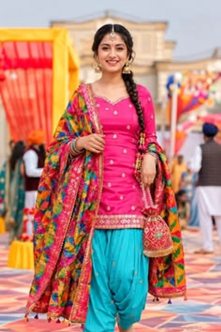 Vibrant wedding carnival outfit