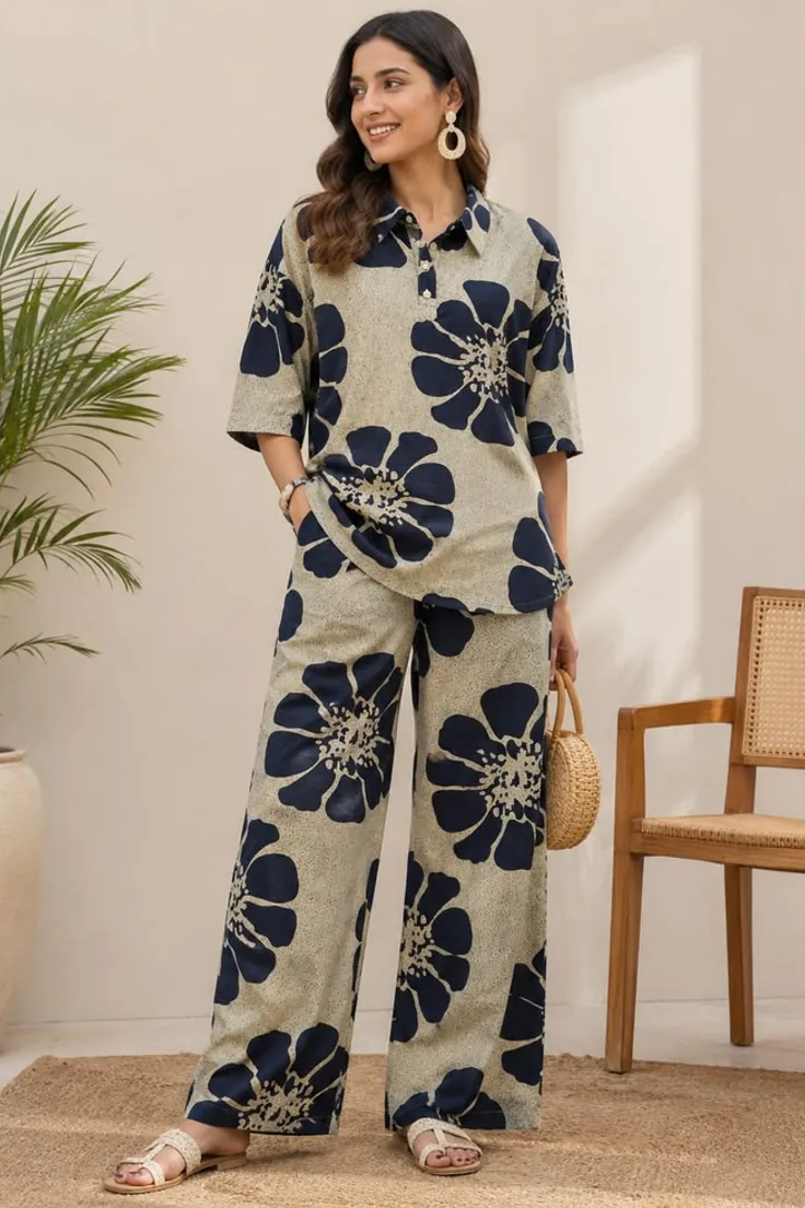Floral print ethnic co-ord set