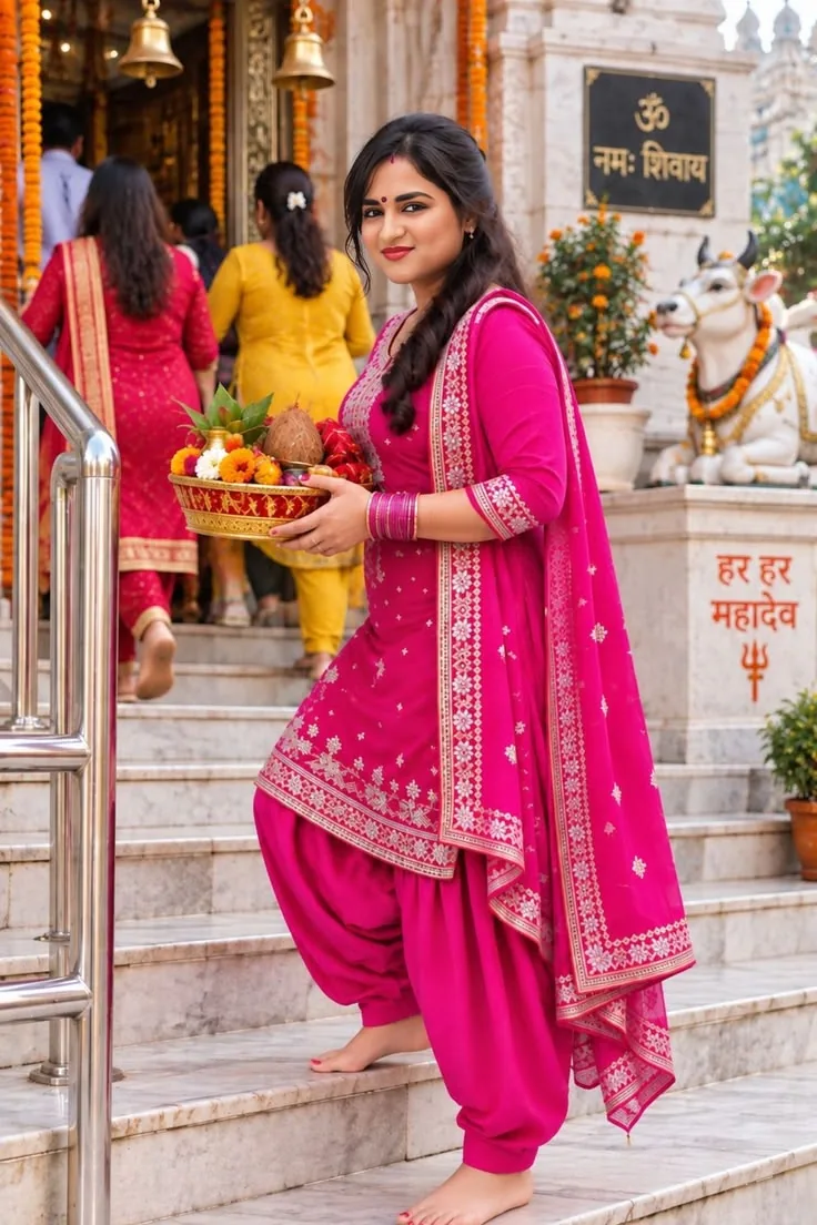 Traditional Punjabi salwar suit drape