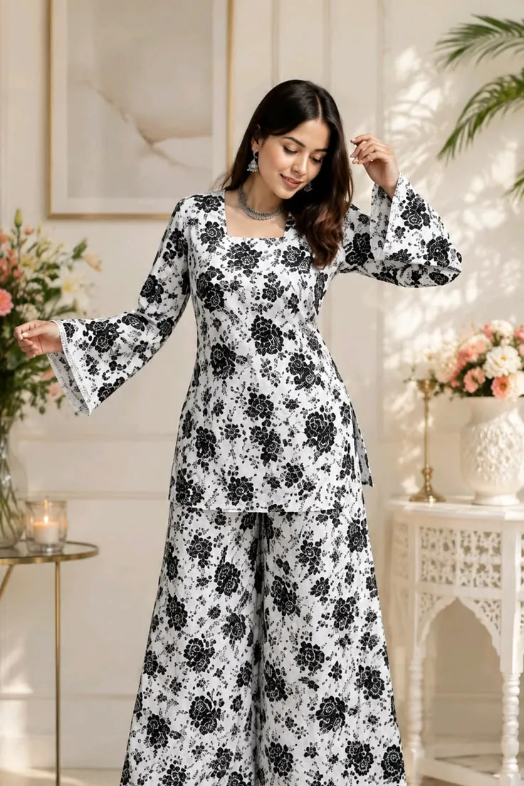 Short kurti with bottom wear set
